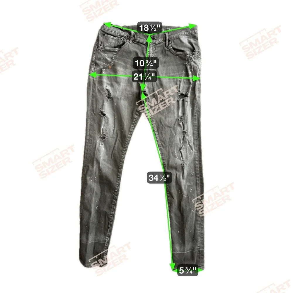 PRPS Goods & Co Mens Windsor Fit Distressed Gray Paint Splatter Slim Jeans 38‎